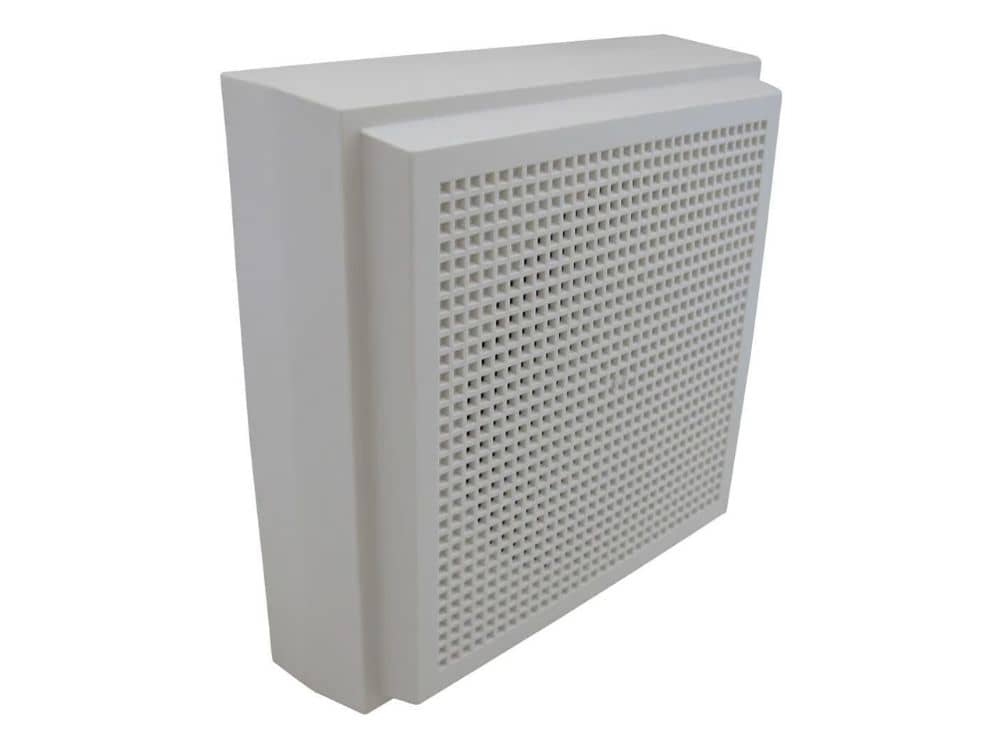6W plastic low profile cabinet speaker. Simple installation. Ideal for use in speech and background music applications. This wall mounted unit is suitable for use in waiting rooms, offices, educational establishments and retail outlets.